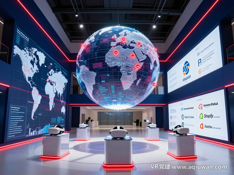 跨境电商智慧党建展厅综合效果图 - VR党建网制作